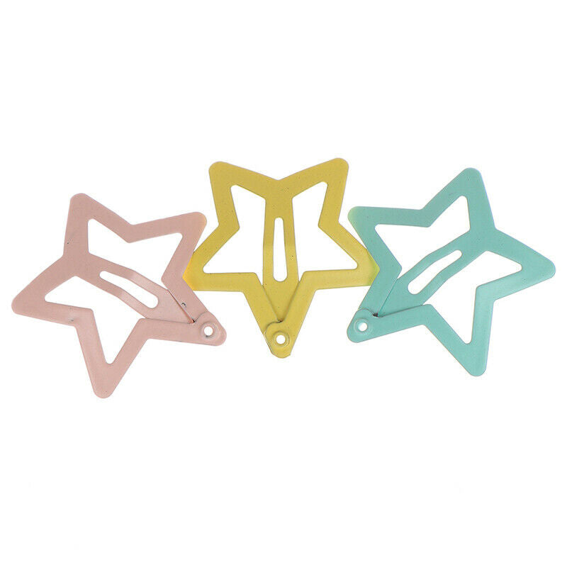 6Pcs Star Shape Metal Children Snap Hair Clips Barrettes Girls Cute Hair JC!E