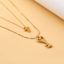 Cross Love Key Necklace Double Layer Pendant Female Jewelry Clavicle Chain
