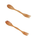2pcs Multiuse Camping Wood Spork Fork Spoon Backpack Cutlery 2 in 1 Utensils