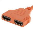 1080P HD HDMI Port Male to 2 Female 1 In 2 Out Splitter Cable Adapter Orange