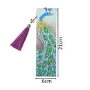 5D Diamond Painting Leather Shiny Peacock Bookmark For DIY Craft w/ Tassel Gifts
