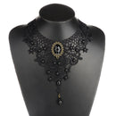 Black Lace& Beads Choker Victorian Steampunk Style Gothic Collar Necklace TO
