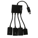 4 in 1 Micro USB HUB Adaptor with Powered , Charge OTG Host Cable Cord Adapter