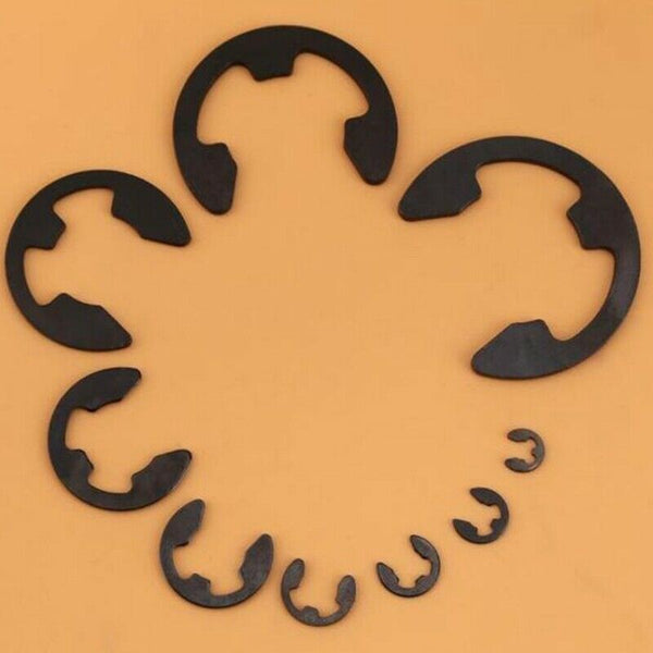 300Pcs/Box Metal E-Clips Shaft Retaining Rings Black E-Type Clip Washers Ri N4A1