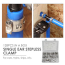 Stainless Steel 1 Ear Stepless Clips 5.8-21mm 128pcs/box Hose Clamp Assortment