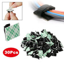 30pc Cable Clips Self Adhesive Cord Management Black Wire Holder Organizer Clamp