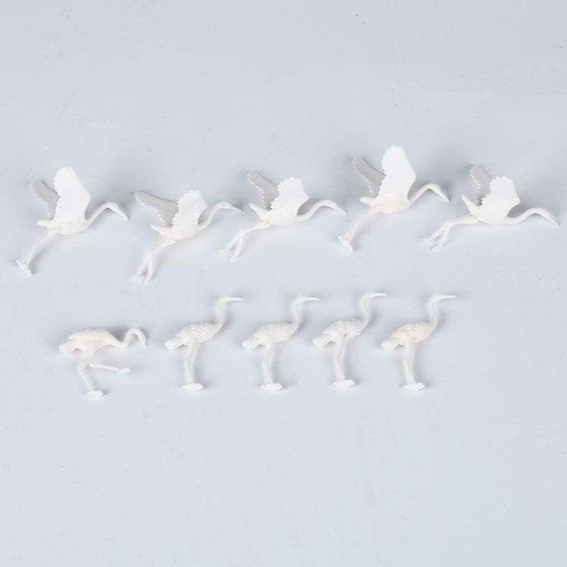 10 Pieces Crane Animal Molelo Crane With Red Crown For Home Decoration Dollhosue