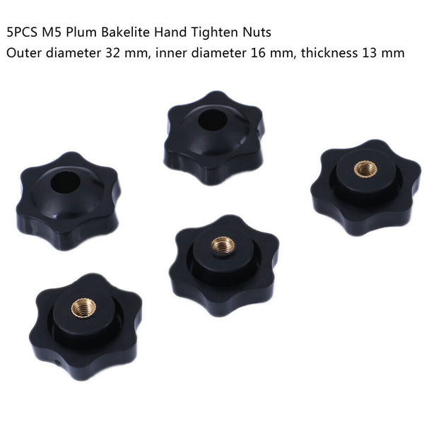 5Pcs M5 plum bakelite hand tighten nuts handle star thumb nuts manual nuts Gn