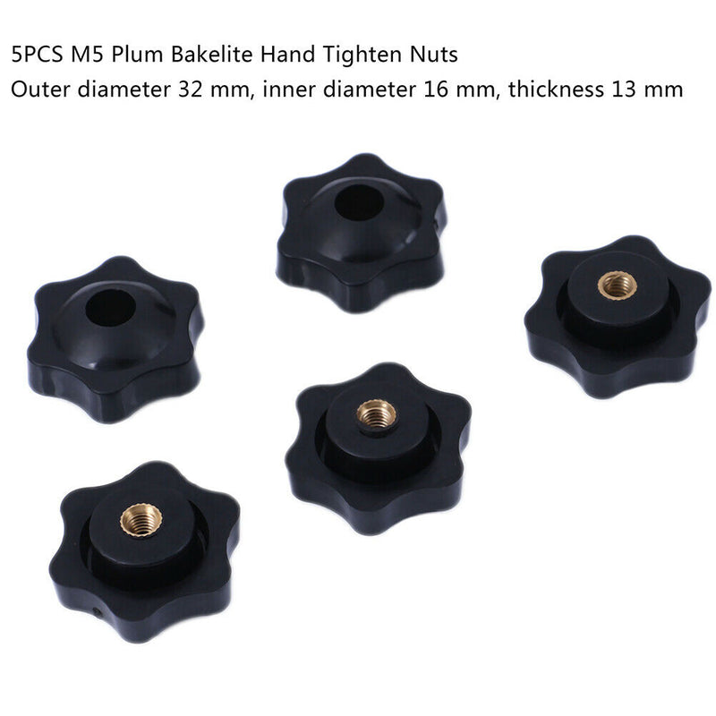 5Pcs M5 plum bakelite hand tighten nuts handle star thumb nuts manual nuts Gn