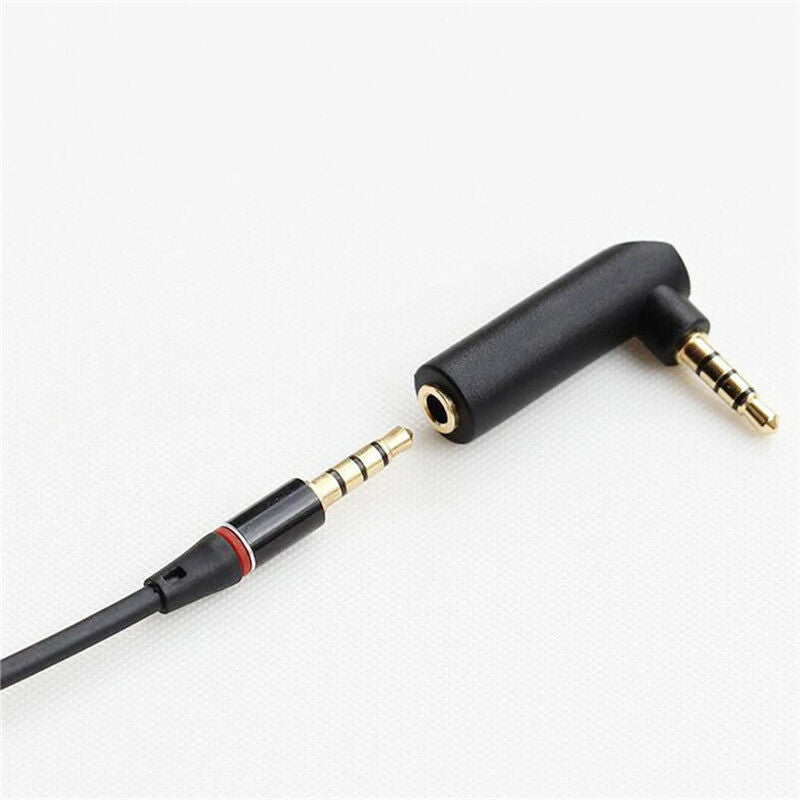 Right Angle 90Degree3.5mm 3Pole Audio Stereo Male to Female Extension Adapter TO