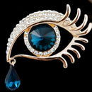 Tears of Angel Eyeball Diamond Brooch Eyelashes Crystal Pin Jewelry Scarves