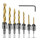 7PCS Countersink Drill Bit, Titanium Plating Drill Bit Set Wood Drill Set W