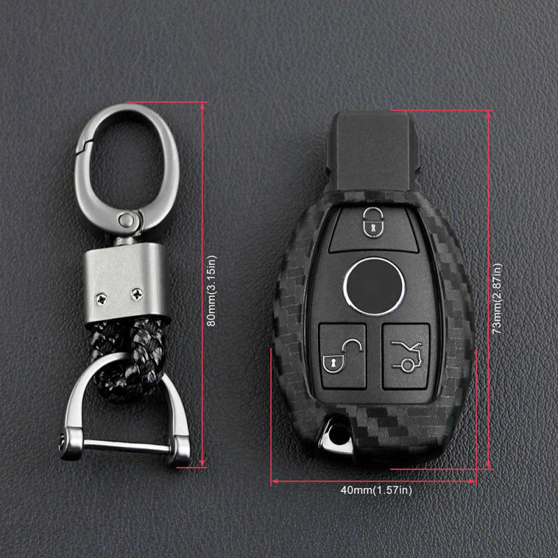 1 Set For Mercedes-Benz Carbon Fiber Smart Car Key Case Cover Fob Holder