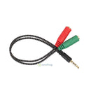 3.5mm Stereo Audio Male to 2 Female Headphone/Mic Y Splitter Cable SN9F