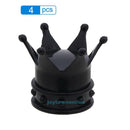 4pcs Crown Shape Car Tire Tyre Wheel Air Valve Stems Caps Dust Cover Black