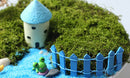 5x Wooden Mini Fence Barrier Ornaments Garden Micro Landscape Bonsai DIY Blue