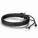 Retro Men Women Leather Black Surfer Wrap Adjustable Bangle Cuff Rope Bracelet