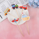 5pcs Cartoon Car Transport Cake Fruit Decorative Food Picks Cupcake ToppersTOCA