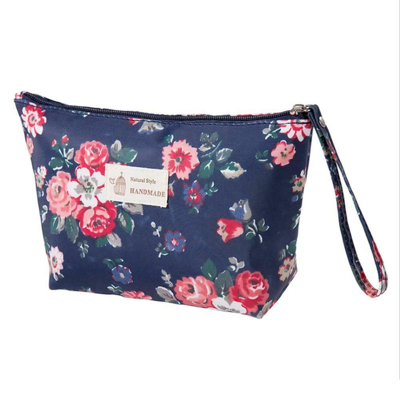 Print Travel Cosmetic Handbag Portable Makeup Pouch Organizer (Dark Blue) A