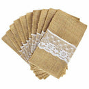50 pcs Natural Jute Cutlery Knives and Forks Cutlery Set Silverware Bag Hol K2E9