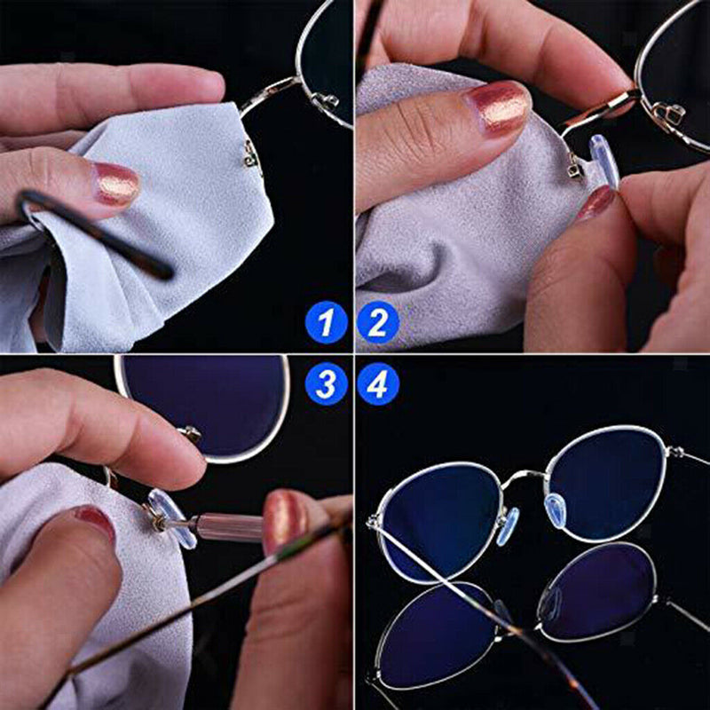 Eyeglass Repair Kit, Screw-in Improved Air Chamber Anti-Slip Silicone Nose Pads