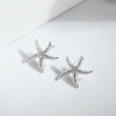 Fashion Bohemia Shiny Crystal Starfish Stud Earrings For Women Office Girl'