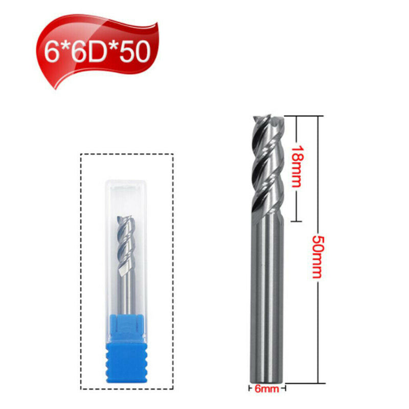 5x5Dx50mm Milling Cutter Wear-resistant Flat-end Tungsten Steel HRC45 New