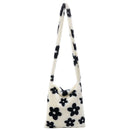 Portable Flower Printed Shoulder Handbag Plush Messenger Bag Street Totes
