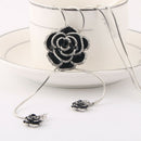 Black Rose Flower Long Necklace Sweater Chain Fashion Metal Chain