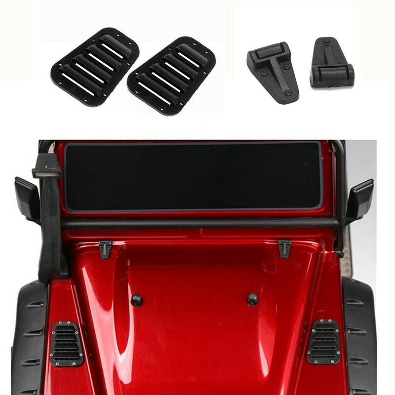 Black Intake Grille Cover & Engine Cover Hinge 4x for 1/10 TRX-4 RC Car Buggy