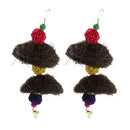 2 x Hanging Parrot Chewing Toys with A Bell - Multicolored Rattan Blocks Tearing