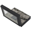 11-grids Faux Leather Watch Jewelry Display Storage Box Black