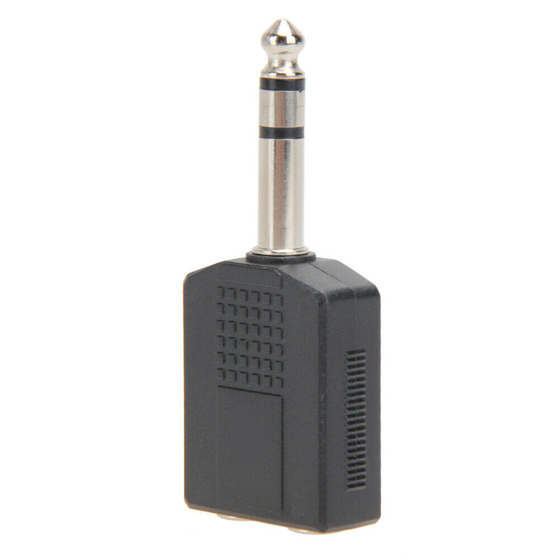 Stereo 6.35mm 1/4" 1 Male Plug to 2Mono Female Jack Audio Splitter Adapter K1B