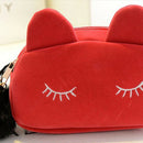 Portable Cartoon Pattern Cosmetic Bag Makeup Bags Pen Pencil Pouch Case Red