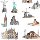 42 pcs Travel Around World Famous Building Craft Scrapbook Decorative Stickers