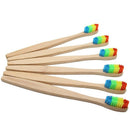 1 PC Colorful Head Bamboo Toothbrush Environment Rainbow Bamboo Toothbrush