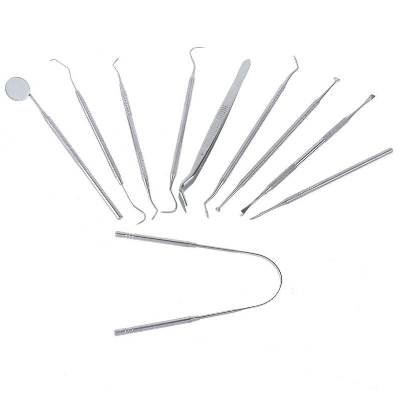 10 piece stainless steel tooth care probe dental tool set BX