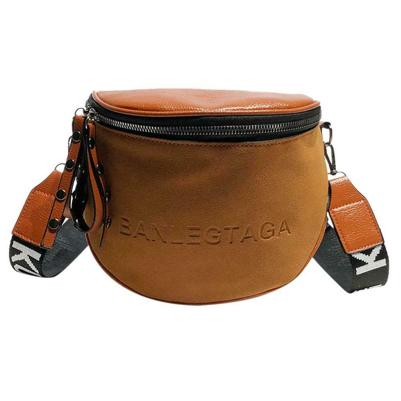 Fashion Crossbody Bag Women PU Leather Shoulder Saddle Bags (Light Brown)