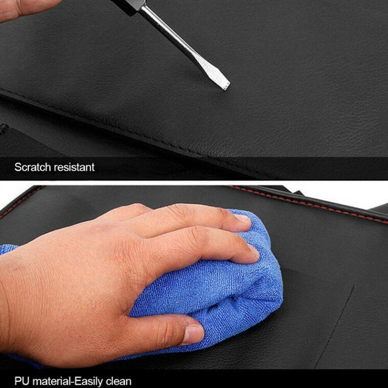 Leather car seat back travel multi-pocket folding storage bag organizer holde Kw