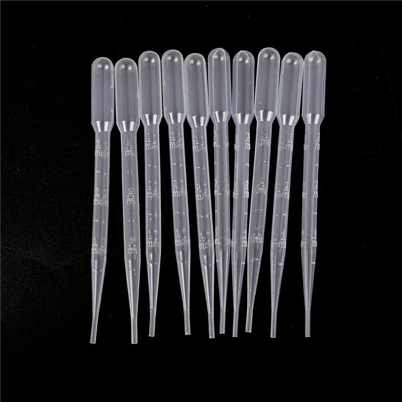 100Pcs 2ml Clear Plastic Eye Dropper Set Liquid Transfer Graduated Pipettes  ASE