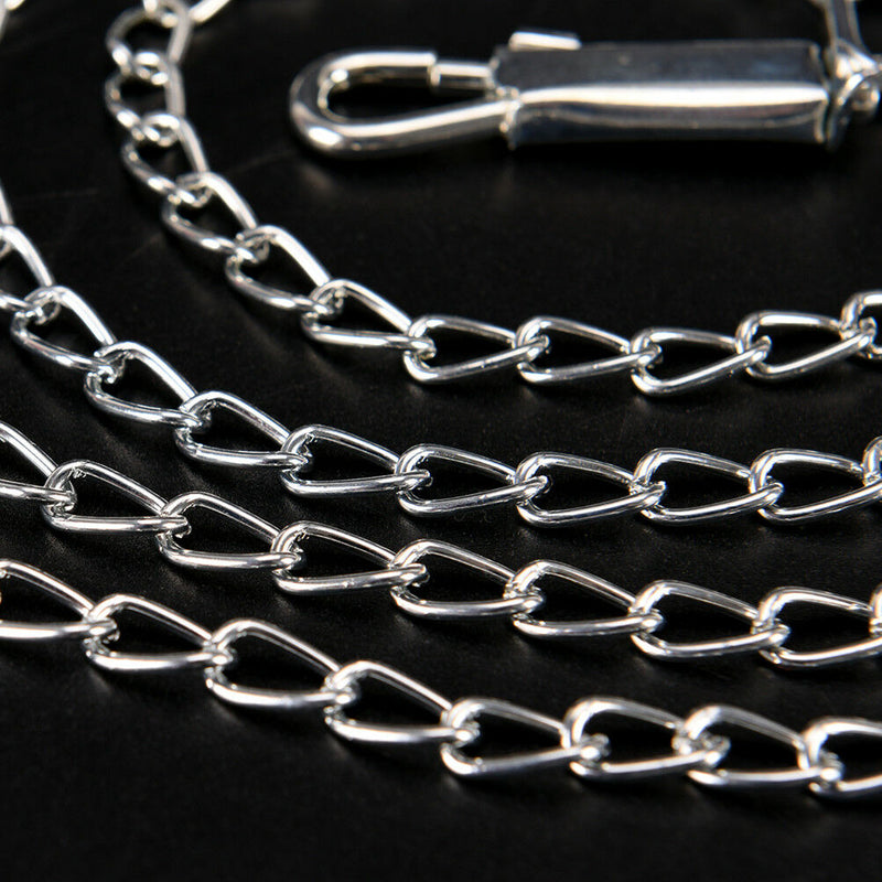 heavyduty metal chain dog puppy walking lead leash clip with red nylon handle M&