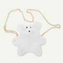 Cute Plush Bear Winter Crossbody Bag Women Crossbody Satchel Bags (White)