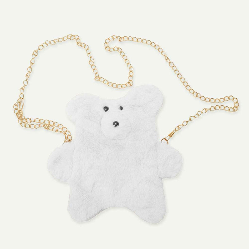 Cute Plush Bear Winter Crossbody Bag Women Crossbody Satchel Bags (White)