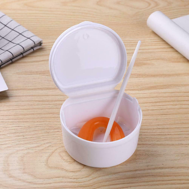 2 Layer Dental False Teeth Bath Box Denture Storage Box Case Container+Hang Net