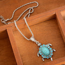 Women Boho Turquoise  Tortoise Turtle Animal Pendant Elegant Necklace Jewelry