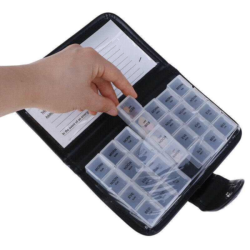 Daily Pill Organizer Portable Travel Case 7  Day Weekly AM PM Planner w Lock3C