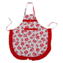 Women Apron with Ruffle Pocket Floral Roses for Cooking Kitchen Chef Waitre I1V2