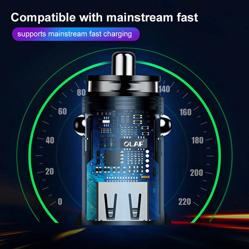 Mini 3.4A Fast Car Charger QC3.0 Certified Quick Charge Dual USB Port Black