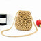 Woven Shoulder Drawstring Bucket Handbags Women Crossbody Bag (Light Brown)