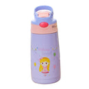 400ml Kid's Spill-Proof Sippy Vacuum Cup with Straw School Outdoor Purple